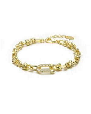 Rachel Glauber 14K Plated Cz Horseshoe Bracelet - Metallic