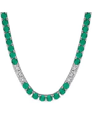 Rina Limor 27.36 Ct. Tw. Lab-Grown Emerald, Sapphire Tennis Necklace - Blue