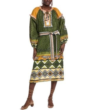 FARM Rio Creation Linen Midi Dress - Green