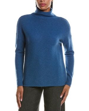 Forte Textured Slouchy Funnel Neck 100% Cashmere Jumper - Blue