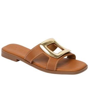 Menina Step Brisa Leather Slide - Brown