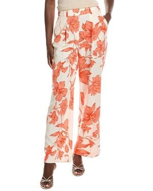 Laundry by Shelli Segal Blossoming Linen-Blend Pleated Pant - Orange
