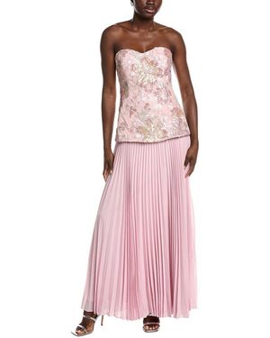 Badgley Mischka Bead Pleated Combo Gown - Pink