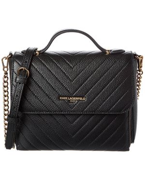 KARL LAGERFELD Charlotte Leather Crossbody - Black