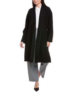 Eileen Fisher Petite High Collar Wool Coat - Black