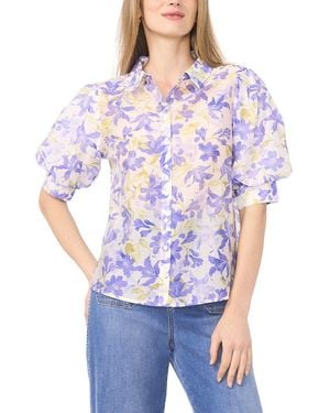 Vince Camuto Bubble Cuff Button Front Blouse - White