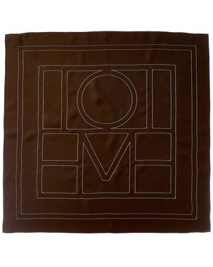 TOTEME Embroidered Monogram Silk Scarf - Brown