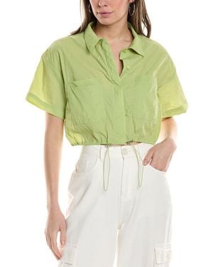 Brook + Lynn Cropped Utility Shirt - Green