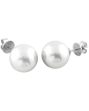 Splendid 13-14Mm Freshwater Pearl Studs - Metallic