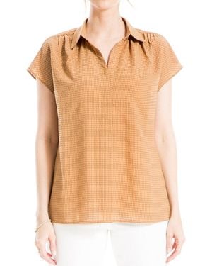 Max Studio Texture Collar Top - Orange
