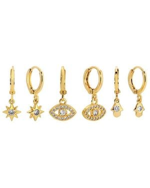 Eye Candy LA Cz Huggie Earring Set - Metallic