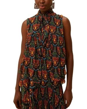 FARM Rio Boho Panther Sleeveless Blouse - Red