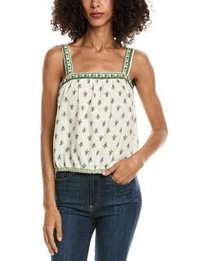 Max Studio Sleeveless Bubble Hem Linen-Blend Top - Blue
