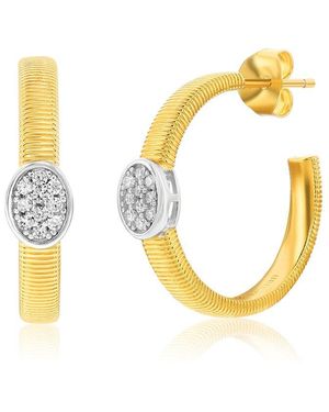Suzy Levian CZ Jewelry Suzy Levian Golden Helix Cz Hoop Earrings - Metallic