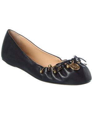 Chloé Charms Leather Ballerina Flat - Blue