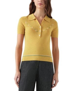 LK Bennett Fiona Knitted Wool-Blend Top - Yellow
