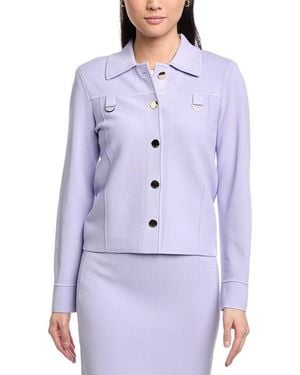 St. John Collared Boxy Knit Jacket - Purple