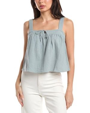Femme Society Sleeveless Linen-Blend Top - Blue