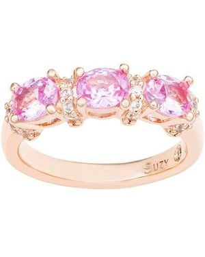 Suzy Levian 0.02 Ct. Tw. Diamond & Gemstone 3-Stone Ring - Pink