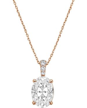 Diana M. Jewels Diana M. 14K Rose 4.20 Ct. Tw. Lab-Grown Diamond Pendant Necklace - Metallic