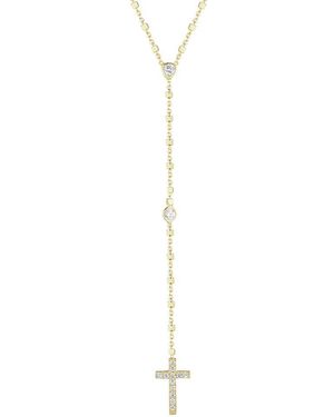 Glaze Jewelry 14k Over Silver Cz Cross Lariat Necklace - White