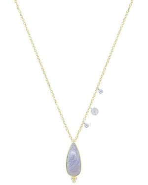 Meira T 14K 4.55 Ct. Tw. Diamond & Chalcedony Necklace - Metallic