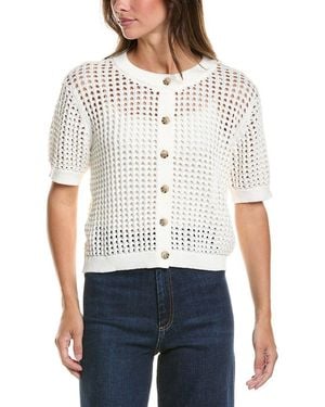 Cece Texture Mesh Cardigan - White