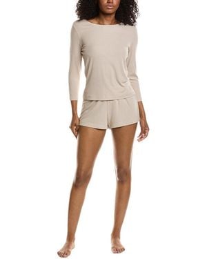Natori 2Pc Rib Essential Pyjama Set - Natural