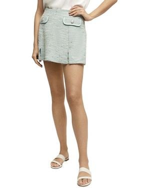 Isaac Mizrahi New York Stretch Tweed Wool-blend Skort - White