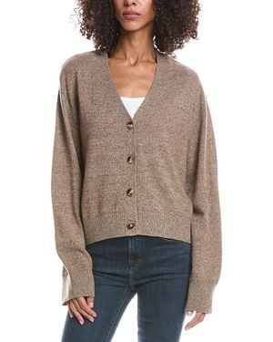 Brodie Cashmere Luxe High V-Neck Cashmere Jumper Cashmere Cardigan - Brown