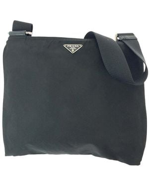 Prada Tessuto Triangle Logo Crossbody (Authentic Pre-Loved) - Black