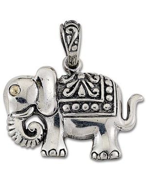 Samuel B. Silver Elephant Pendant - White