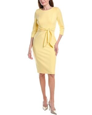 Adrianna Papell Crepe Tie Waist Sheath Dress - Yellow