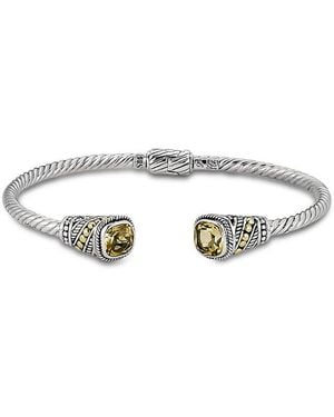 Samuel B. 18K & 3.80 Ct. Tw. Citrine Twisted Cable Bangle Bracelet - White