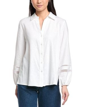 Jones New York Linen-Blend Y-Neck Tunic - White