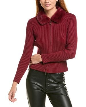 Laundry by Shelli Segal Fur Collar Zip Jumper - Red
