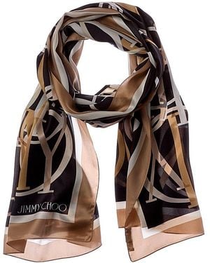 Jimmy Choo Logo Silk Scarf - Black