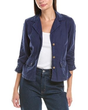 XCVI Wearables Folksy Linen-Blend Jacket - Blue