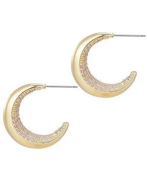 Adornia 14K Plated Crystal Lined Hoop Earrings - White