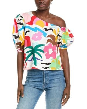 CROSBY BY MOLLIE BURCH Palmer Linen-Blend Top - White