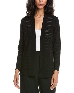 Anne Klein Sheer Stripe Cardigan - Black