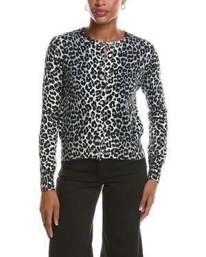 Brodie Cashmere Leopard Cashmere-Blend Cardigan - Grey