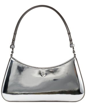 Tory Burch Emerson Shine Leather Shoulder Bag - Grey