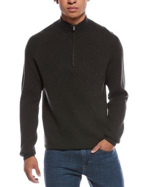 Amicale Cashmere Two-Tone Plaited Rib Cashmere 1/4-Zip Jumper - Black