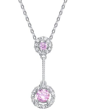 Genevive Jewelry Silver Cz Pendant - White