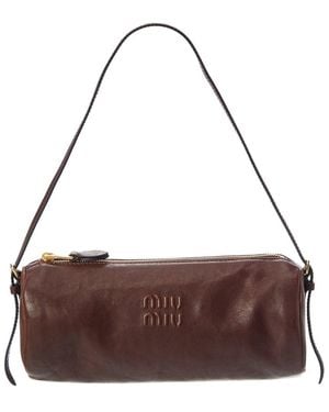 Miu Miu Logo Leather Pouch - Brown