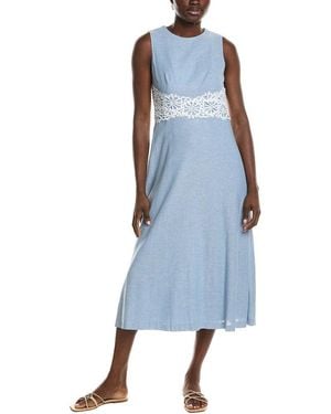 Anne Klein Linen-Blend Midi Dress - Blue