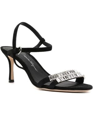 Ferragamo 7Mm Embellished Leather Sandal - Black