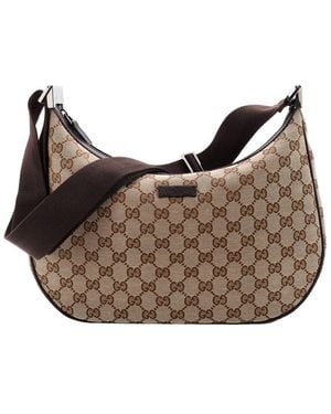 Gucci Gg Canvas & Leather Saddle Zip Messenger Bag Medium (Authentic Pre-Loved) - Brown