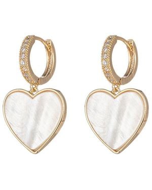 Eye Candy LA Luxe Collection Pearl Scarlett Heart Huggie Earrings - Metallic